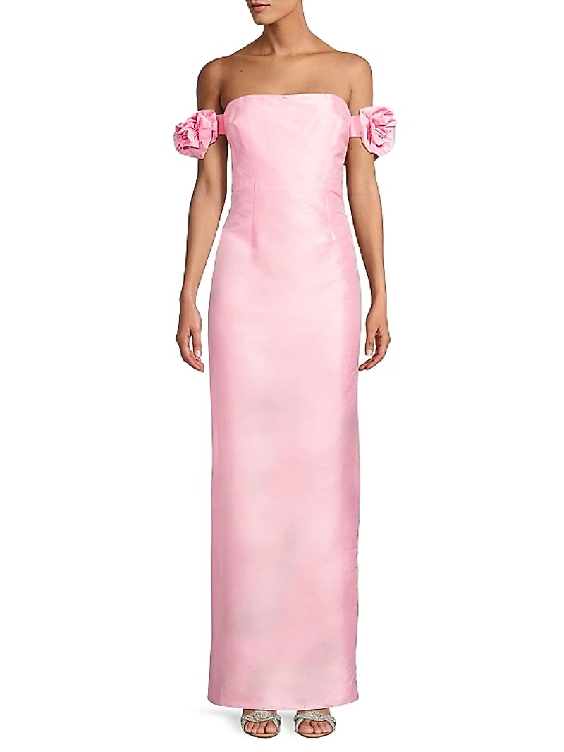 Azi Off-the-Shoulder Column Gown