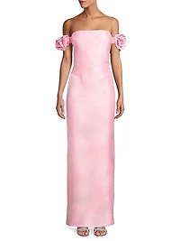 Azi Off-the-Shoulder Column Gown