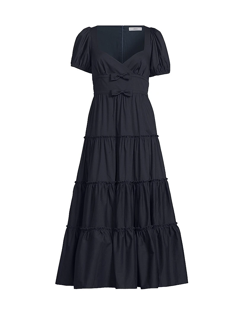 Noelle Bow Tiered Cocktail Dress