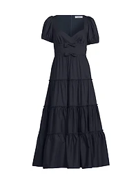 Noelle Bow Tiered Cocktail Dress