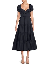 Noelle Bow Tiered Cocktail Dress
