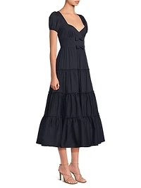Noelle Bow Tiered Cocktail Dress