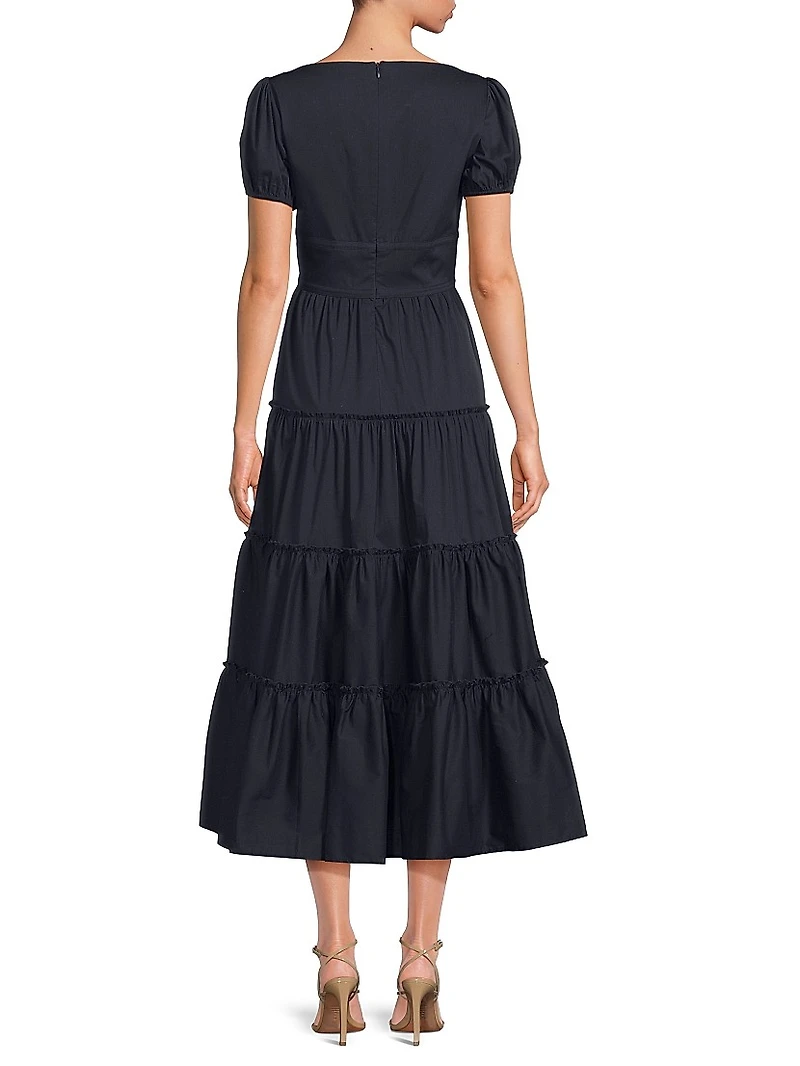 Noelle Bow Tiered Cocktail Dress