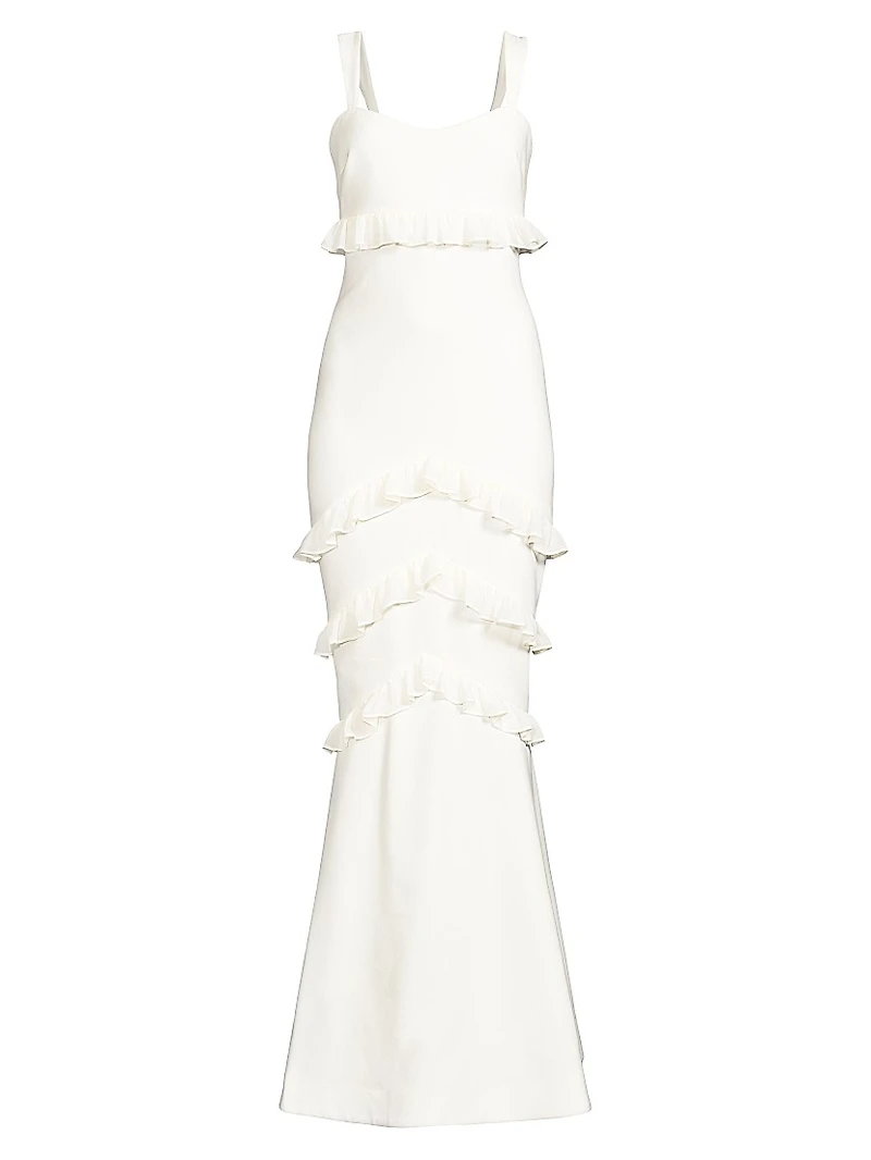 Solana Ruffle-Trim Mermaid Gown