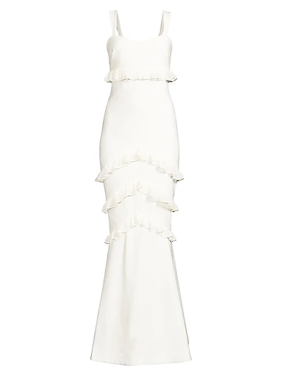 Solana Ruffle-Trim Mermaid Gown