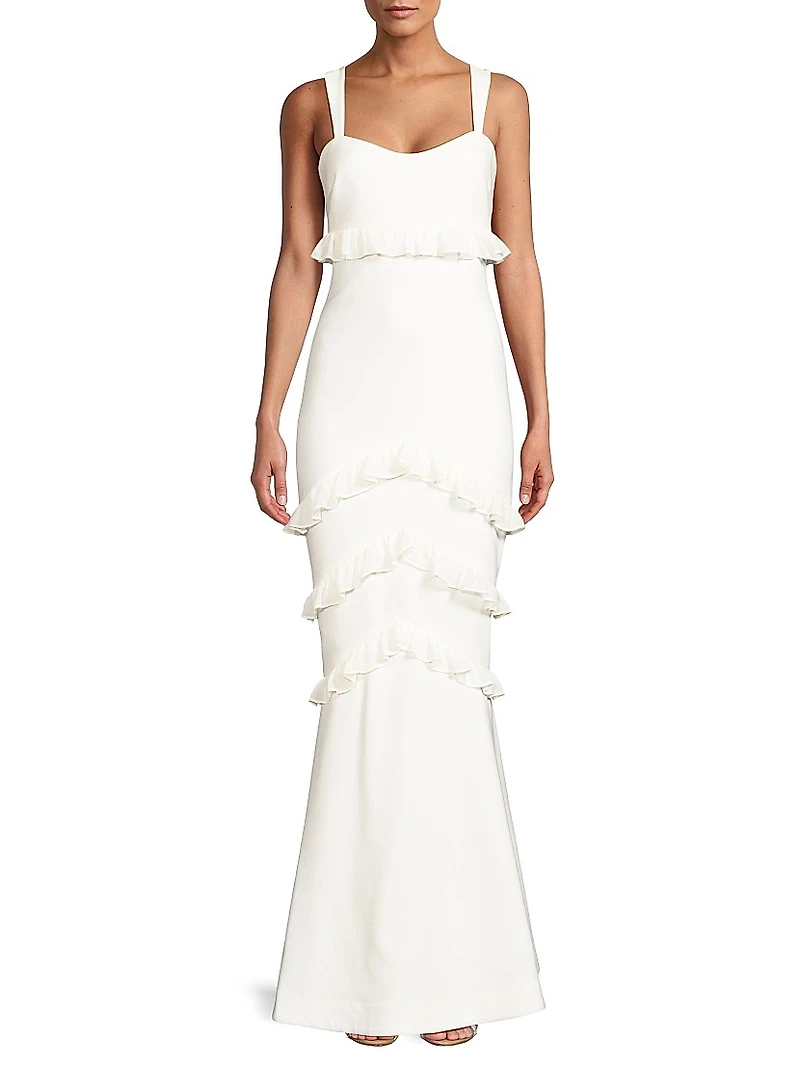 Solana Ruffle-Trim Mermaid Gown