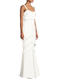 Solana Ruffle-Trim Mermaid Gown