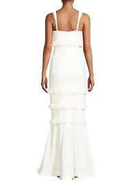 Solana Ruffle-Trim Mermaid Gown