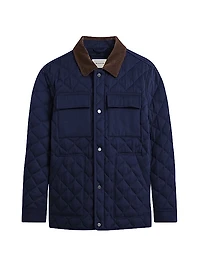 Corduroy-Trimmed Quilted Jacket