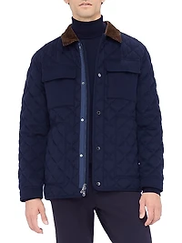 Corduroy-Trimmed Quilted Jacket