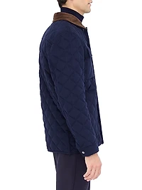 Corduroy-Trimmed Quilted Jacket