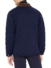 Corduroy-Trimmed Quilted Jacket