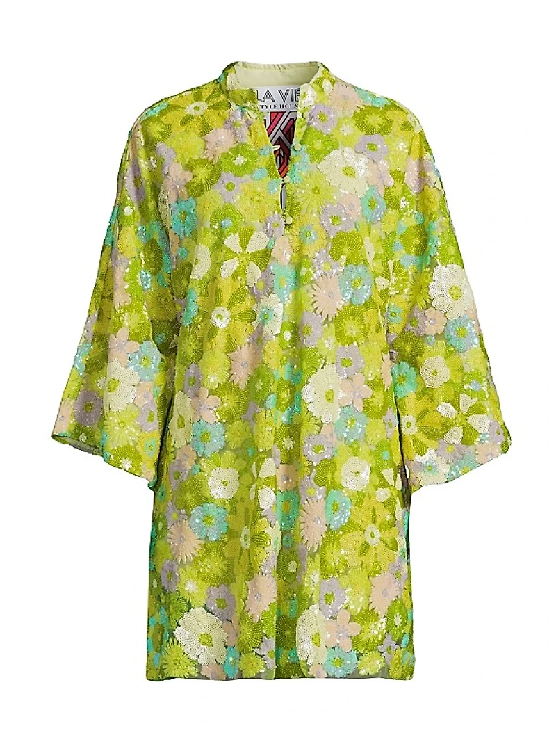 Burst Sequin Mini Caftan