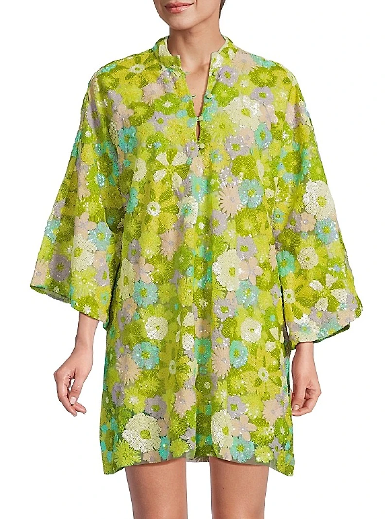Burst Sequin Mini Caftan