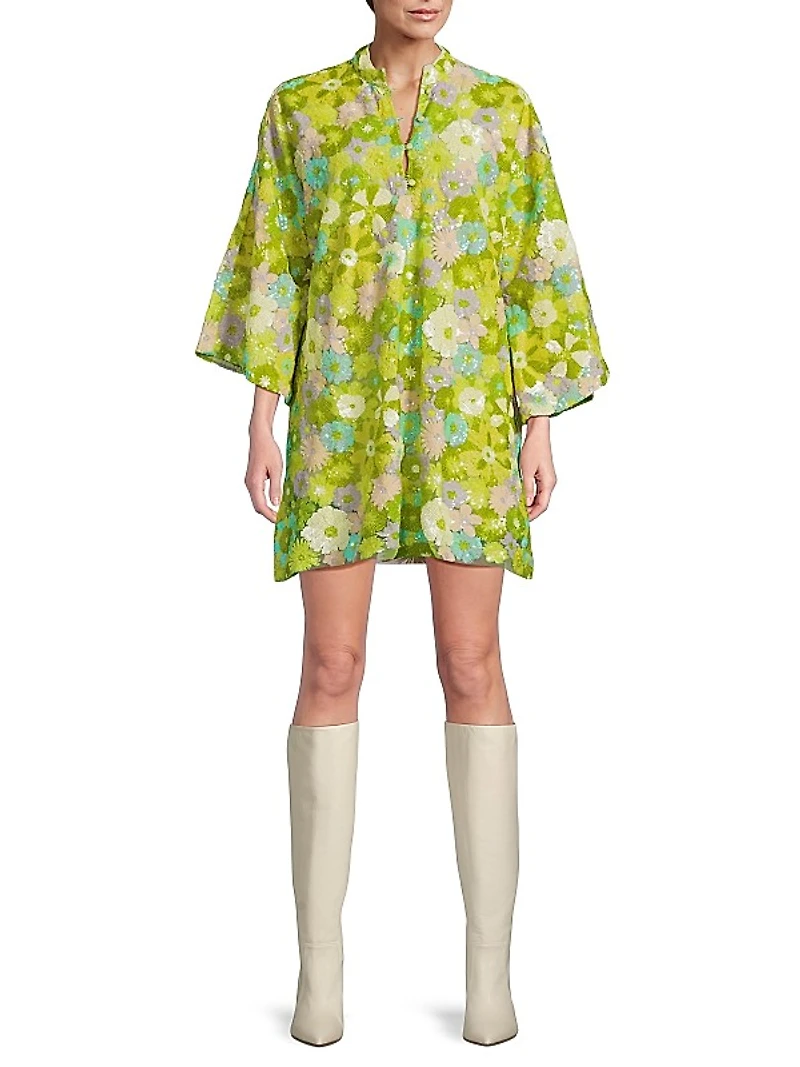 Burst Sequin Mini Caftan