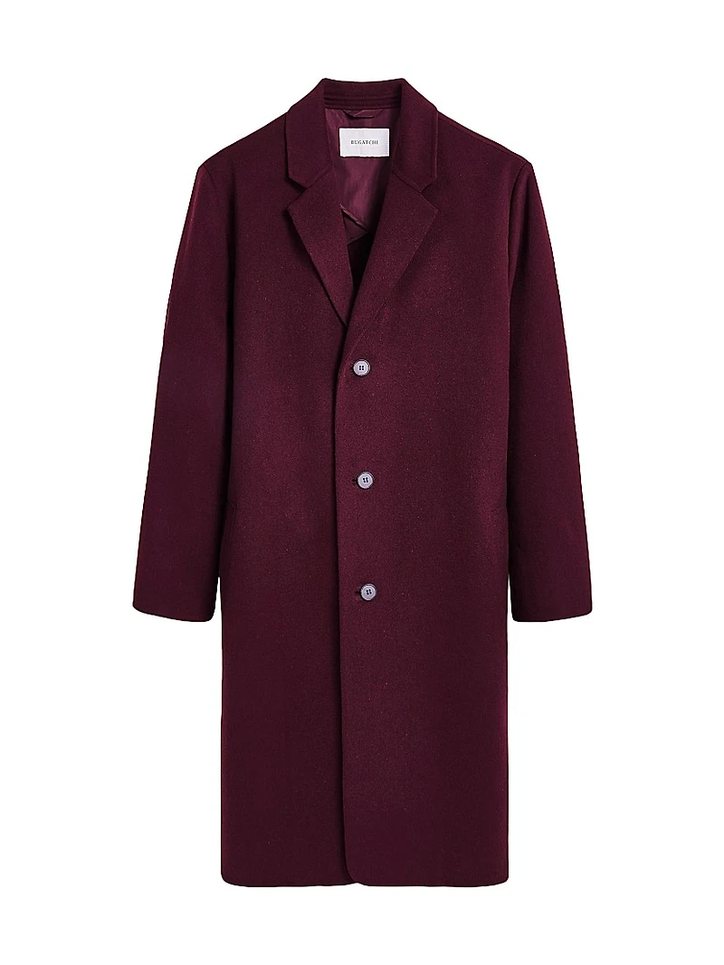 Tailored Wool-Blend Single Breasted Coat