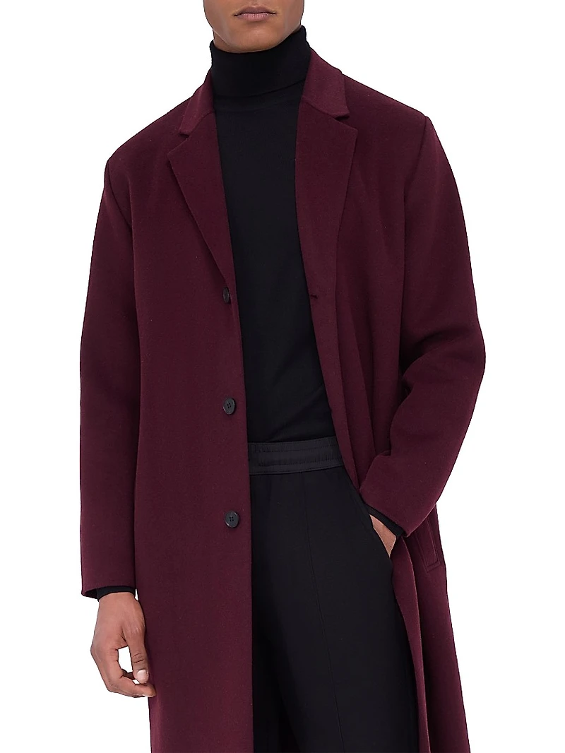 Tailored Wool-Blend Single Breasted Coat