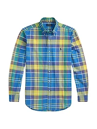 Classic-Fit Plaid Button-Down Cotton Oxford Shirt