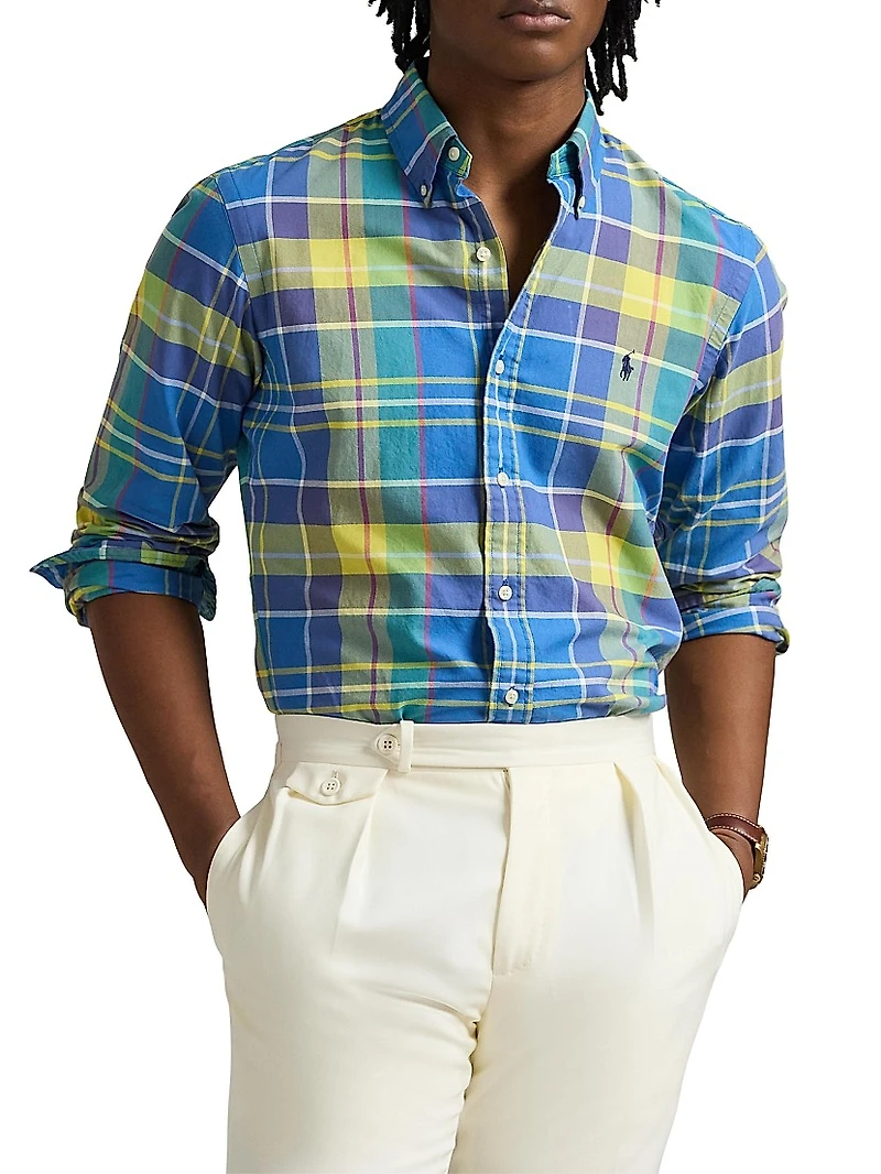 Classic-Fit Plaid Button-Down Cotton Oxford Shirt