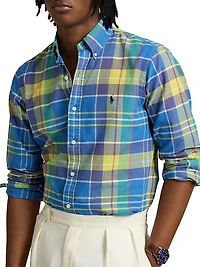 Classic-Fit Plaid Button-Down Cotton Oxford Shirt