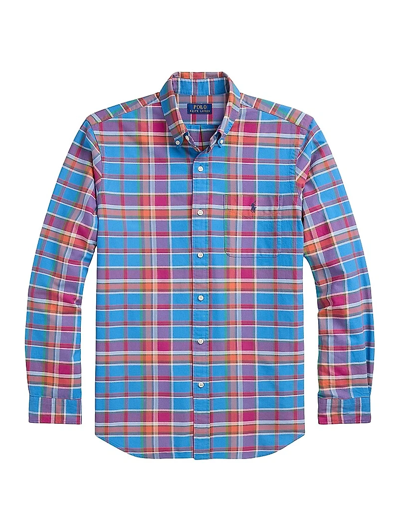 Classic-Fit Plaid Button-Down Oxford Shirt
