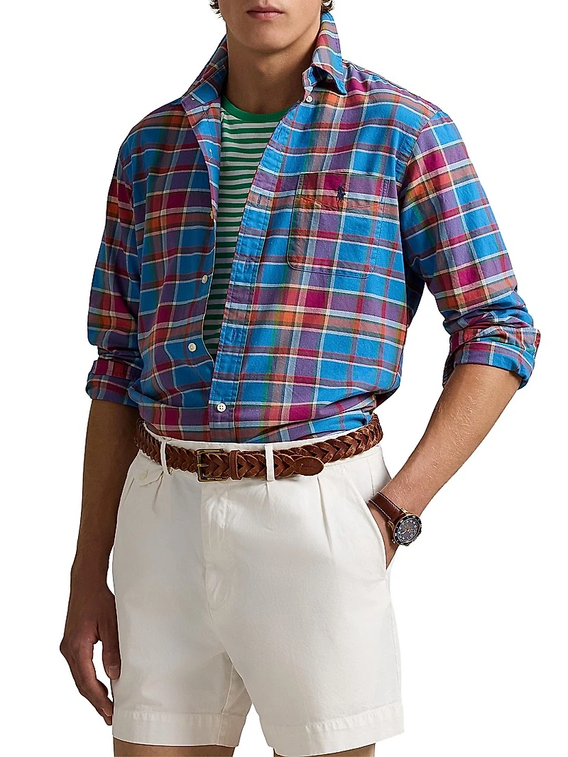 Classic-Fit Plaid Button-Down Oxford Shirt