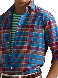 Classic-Fit Plaid Button-Down Oxford Shirt