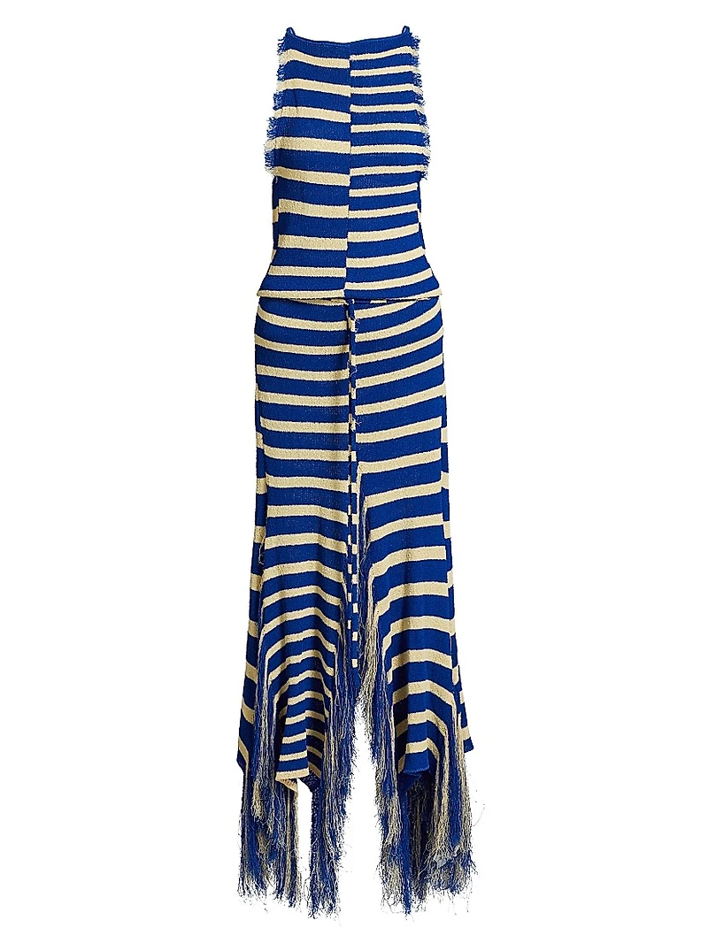 Yves Stripe Fringed Knit Dress