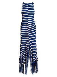 Yves Stripe Fringed Knit Dress