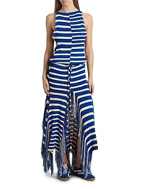 Yves Stripe Fringed Knit Dress