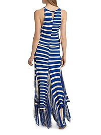 Yves Stripe Fringed Knit Dress