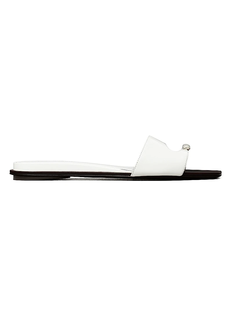 Pierced Leather Slide Sandals