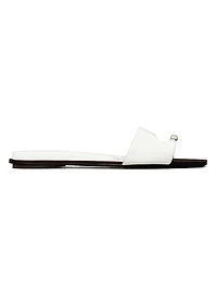 Pierced Leather Slide Sandals