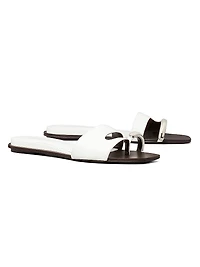Pierced Leather Slide Sandals
