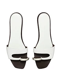 Pierced Leather Slide Sandals