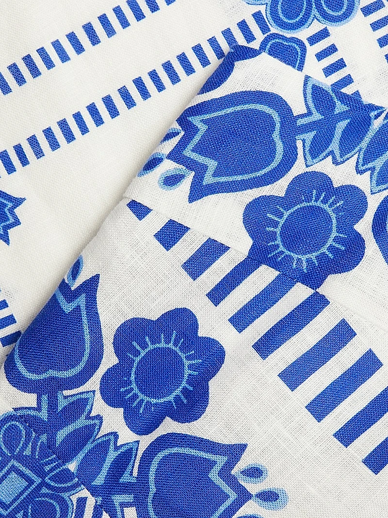 Pippa Tie-Straps Printed Linen Maxi Dress