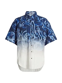 Melik Ombré Denim Snap-Front Short-Sleeve Shirt