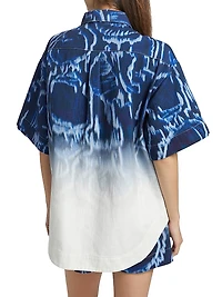 Melik Ombré Denim Snap-Front Short-Sleeve Shirt