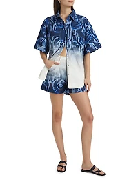 Melik Ombré Denim Snap-Front Short-Sleeve Shirt