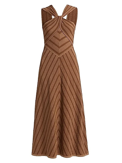 Chevron Halterneck Maxi-Dress