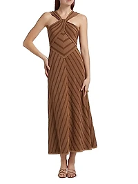 Chevron Halterneck Maxi-Dress