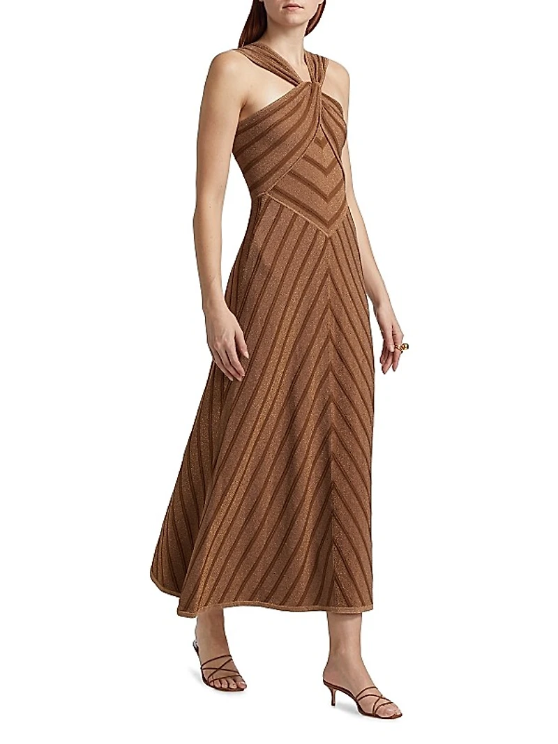 Chevron Halterneck Maxi-Dress