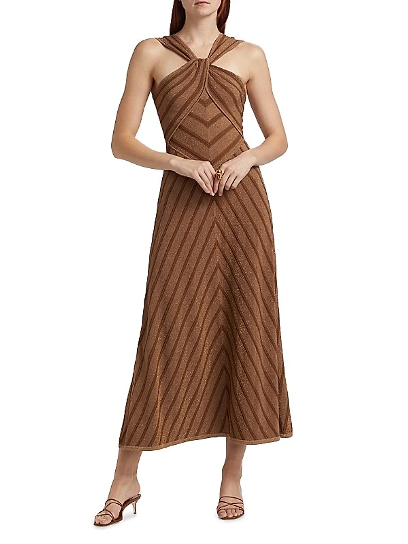 Chevron Halterneck Maxi-Dress