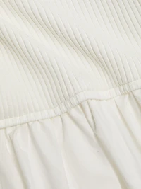 Scoopneck Mixed-Media A-Line Midi-Dress