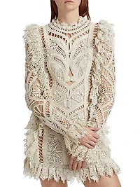 Cornelli Lace Ruffle-Trim Minidress