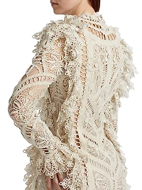 Cornelli Lace Ruffle-Trim Minidress