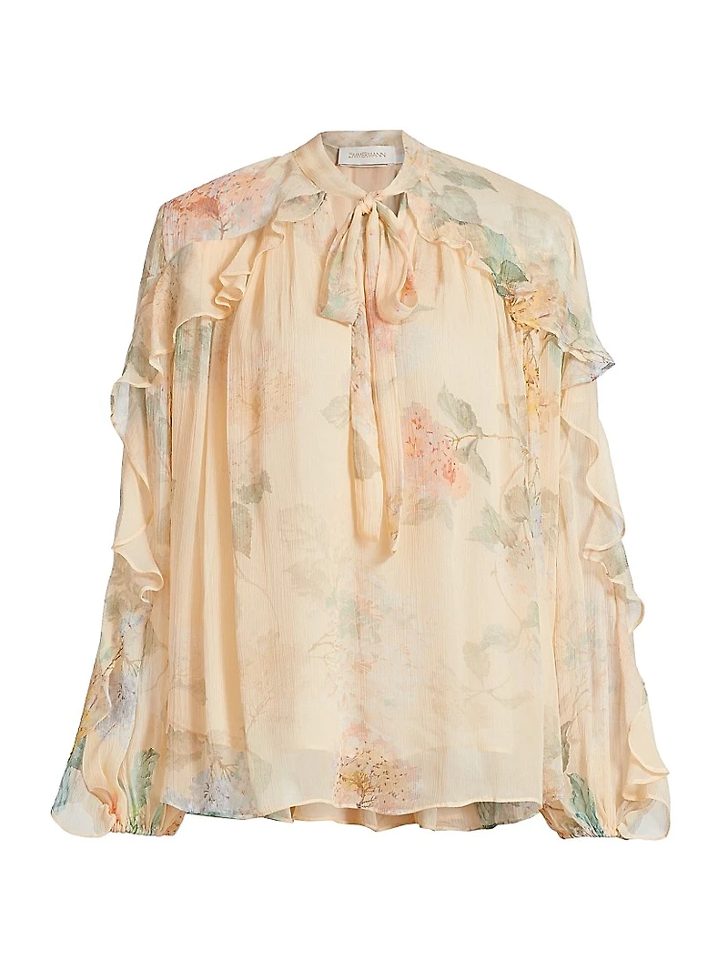 Pleated Floral Blouse
