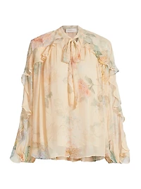 Pleated Floral Blouse