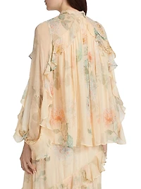 Pleated Floral Blouse