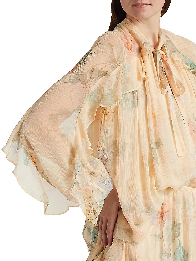 Pleated Floral Blouse